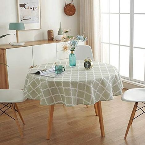 Runde Tischdecke aus bedrucktem Baumwoll-Leinen-Mischgewebe flecken und staubabweisend maschinenwaschbar geeignet für Esstische Picknicktische cm (1/5)
