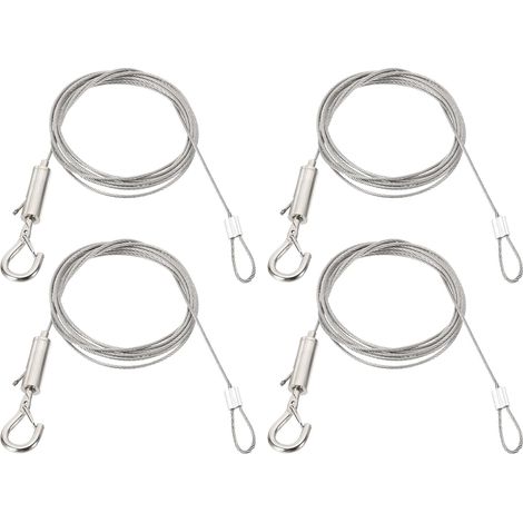 4 Pcs Hanging Wire Kit 2m/6.6ft Suitable for 0.3cm Wire Adjustable For Pictures, Heavy Stainless Steel Cable With Loop And Hooks, For Hanging Mirrors Frames (1/5)
