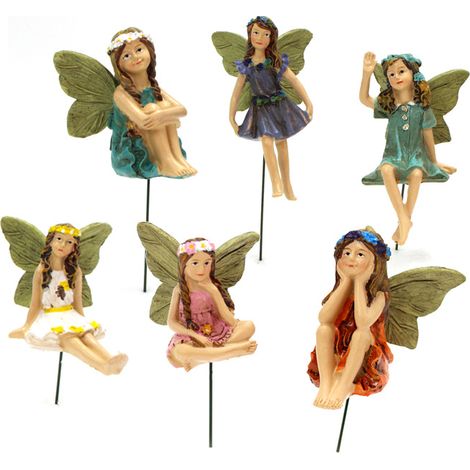 Décoratif de jardin 6 pièces Fées Miniatures Sculpture Statue de Jardin, Ornement extérieur Figurine Décor végétal Résine Accessoires de Bricolage (1/5)