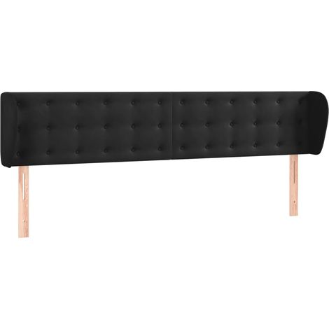 Testiera Testata del letto ad Orecchio Nera 183x23x78/88 cm in Velluto (1/4)