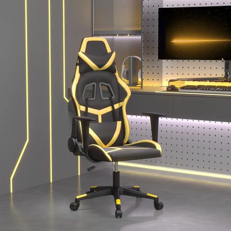Gaming-Stuhl mit Massagefunktion Schwarz & Golden Kunstleder vidaXL (1/5)