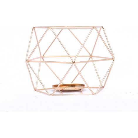 Photophore Bougie Oro Rose Bougeoir - Lot de 2 Bougeoirs Mariage Centre de Table pour Bougies Chauffe-Plat Géométrique Design Moderne de Anniversaire Maison Décoration Métal (1/3)