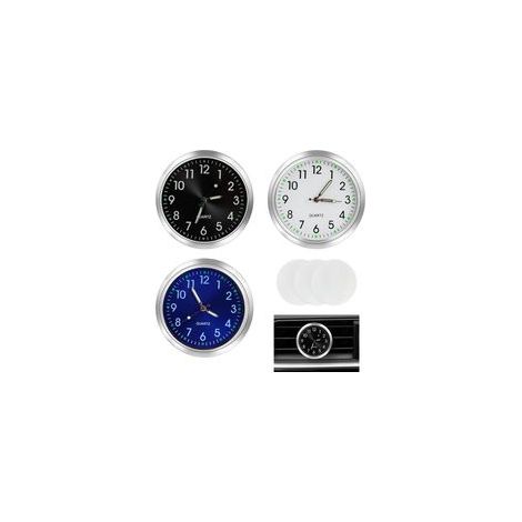 Lot de 3 Horloge Voiture Tableau de Bord, Horloges de Voiture à Quartz, Horloge à Évent avec Aiguilles Lumineuses, Boîtier en Alliage, Avec Ruban Adhésif Double Face, Compatible Voitures Motos Bateaux (1/5)