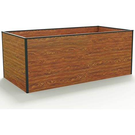 GFP Huerto urbano Jardinera Aluminio Christina - 195 x 99 x 77 cm Estructura estable y resistente a la intemperie con perfiles de cámara hueca de aluminio - óptica de madera - Hecho en Austria