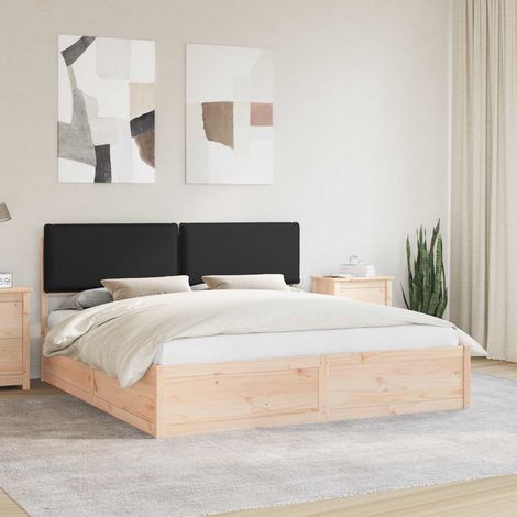 Bettgestell mit gepolstertem Kopfteil Schwarz 180 x 200 cm (1/5)