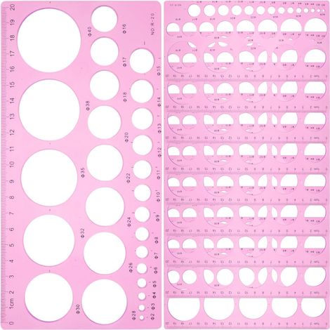 Pochoirs géométriques ronds en plastique rose pour le dessin (1/5)
