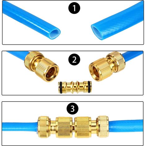 Raccord double mâle en laiton pour robinet de tuyau d'arrosage - Lot de 2 (1/3)