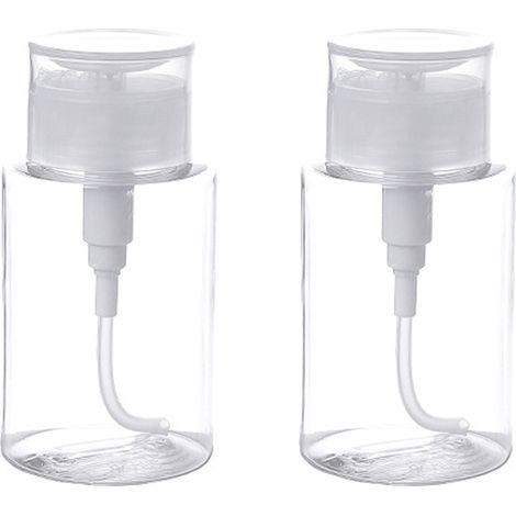 Distributeur Liquide Pression Vers Le Bas - Bouteille Vide En Polyéthylène - Pour Cotons Tiges Brosse Et Disques - 2 Pièces (1/5)