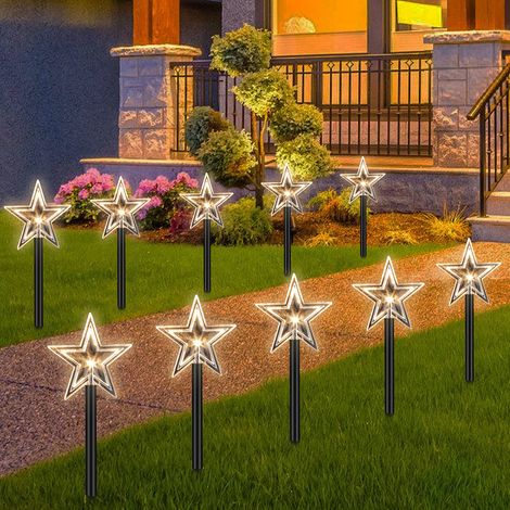 Randaco 10x Estrellas luminosas, guirnaldas de luces para exterior, guirnaldas de luces decorativas, decoraciones navideñas, luz de colores (1/5)