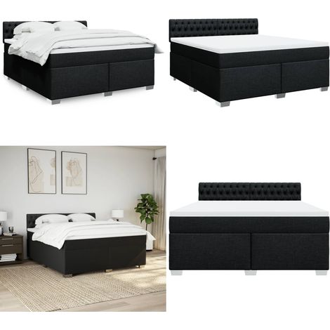 vidaXL Sommier à lattes de lit avec matelas Noir 180x200 cm Tissu (1/5)