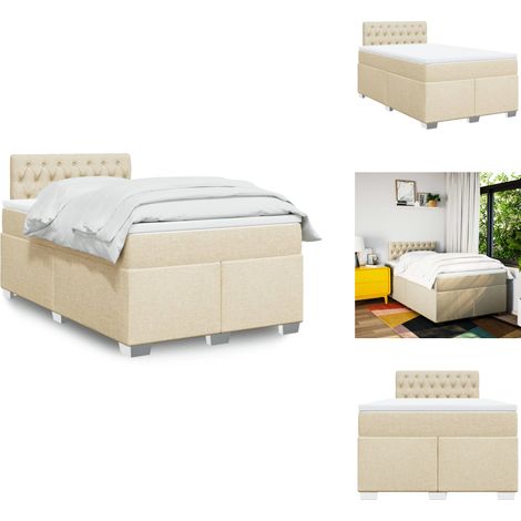 Boxspringbett mit Matratze Creme 120x190 cm Stoff - Boxspringbett - Boxspringbetten - Bett - Bett Mit Stauraum (1/5)