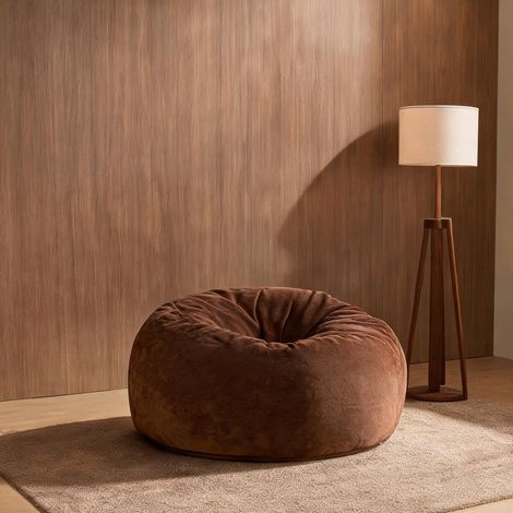 Pouf poire 3FT en tissu pour adulte rond marron 90 x 90 x 50 cm (1/5)