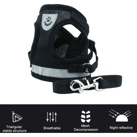 Harnais Chat,Harnais pour Chat,Laisse Harnais Chat,Harnais Laisse pour Chat,Harnais pour Chat avec Laisse Gilet Réfléchissant,Réglable Harnais Laisse pour Chat Petit,aux Chiots Chat Balade (S)