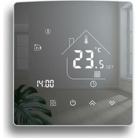 Termostato de espejo Termostato de calefacción Termostato de ambiente programable Termostato de pared digital para calefacción por suelo radiante eléctrico 16A (1/4)