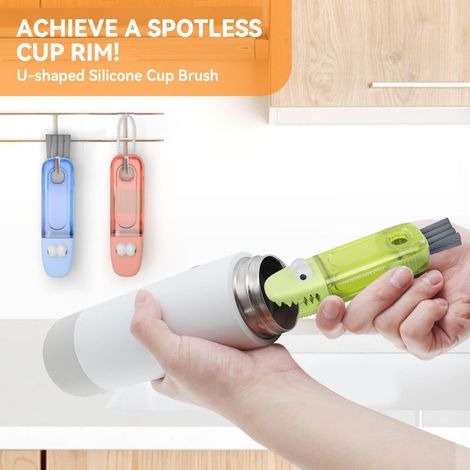 Ensemble de brosses de nettoyage 3 en 1 pour couvercles de tasses-Brosse de nettoyage multifonctionnelle pour biberons (multicolore) (1/4)