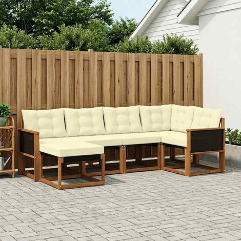 vidaXL Outdoor-Sofagarnitur mit Kissen 6 pcs Natur und Creme (1/5)