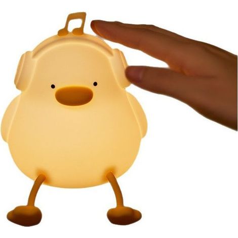 Veilleuse musicale canard en silicone – Rechargeable par USB, douce lumière chaude, décoration et cadeau pour chambre d'enfant, 110 x 135 x 126 mm (1/5)