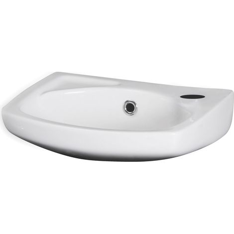 Balterley Anslow Modern Wall Hung Ceramic Basin with Overflow and Tap Hole, 350mm - White