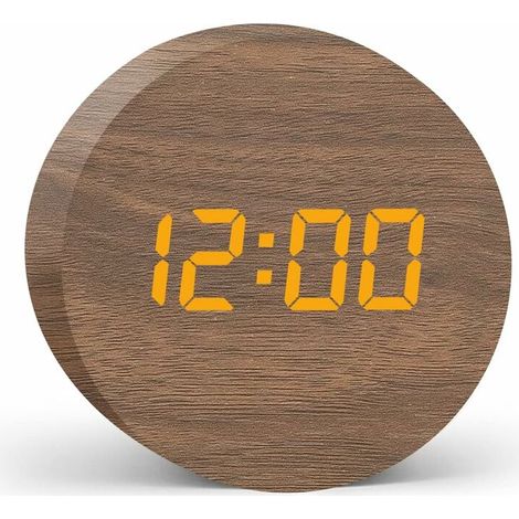 Digital Alarm Clock, Morning Alarm Clock, Digital Clock with 3 Alarms & Snooze, Sonic Control LED Display, USB Powered, Wooden Alarm Clock for Bedroom Office (1/5)