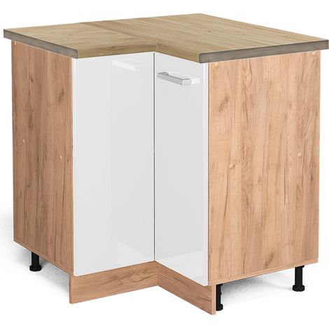 Mobile ad angolo cucina R-Line, Bianco lucido, 75.6 cm , PL Rovere, Vicco