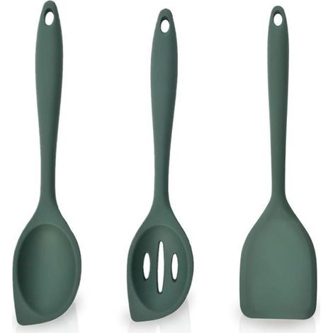 3Pcs Cuillere en Silicone Cuisine,Cuillère à Mélanger en Silicone,Cuillere Silicone Cuisine Antiadhésives multicolore LOUCHE (1/5)