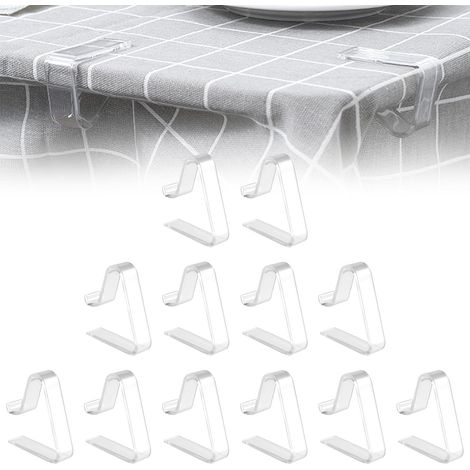 12 PCS Pince à Nappe en Plastique Transparent,Clips de Nappe Transparente,Attache Nappe Multifonctionnelle,Réutilisable Pince Nappe,Adaptées aux Tables de 3,5 à 5 cm d'Épaisseur pour Table Exterieur (1/5)