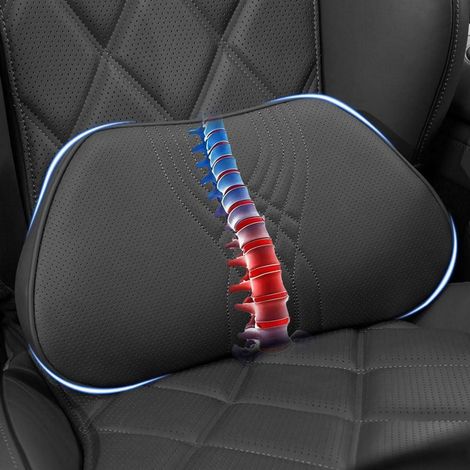 Auto Lendenkissen mit Memory Foam, ergonomische Lordosenstütze, PU-Leder, Schwarz (1/5)
