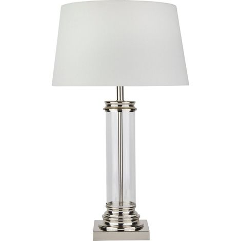 Lampe de chevet métal tissu E27 63 cm en argent blanc mat lampe de table Art Nouveau