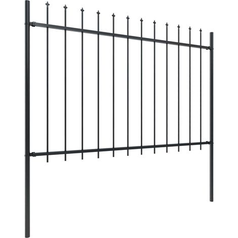 Longziming – Clôture de jardin en acier enduit de poudre 1,7 x 1,2 m – Avec pointes de lance – 2 poteaux inclus – Barrière sécuritaire durable (1/5)