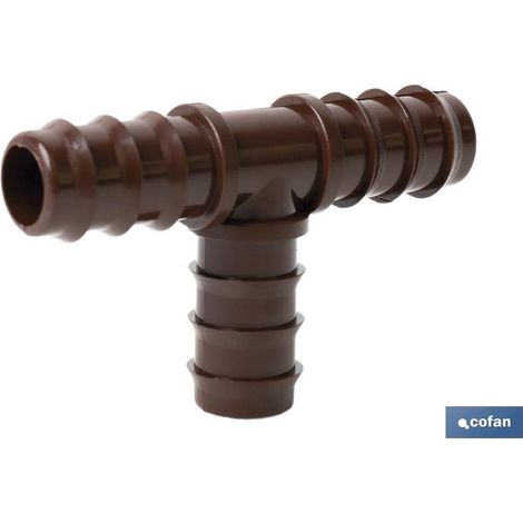 Conector en T para riego Ø16mm, fácil montaje y resistente a condiciones adversas (1/4)