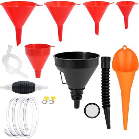 Kit de 14 pièces comprenant une pompe à siphon universelle et des entonnoirs - Rouge et noir (1/5)