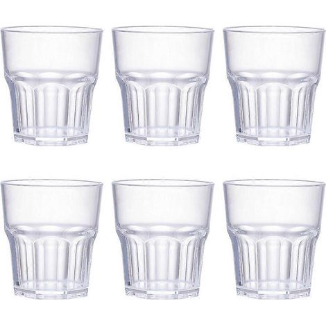 Lot de 6 gobelets à whisky en acrylique incassables, verres à vin et chopes à bière-5.00X4.50X4.50CM-Transparent (1/4)