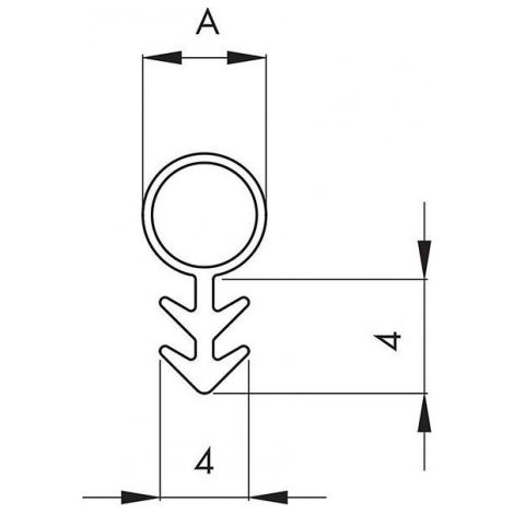 Joint porte 25m forme 104 f. 3mm r Ř 8mm Silicone (1/2)