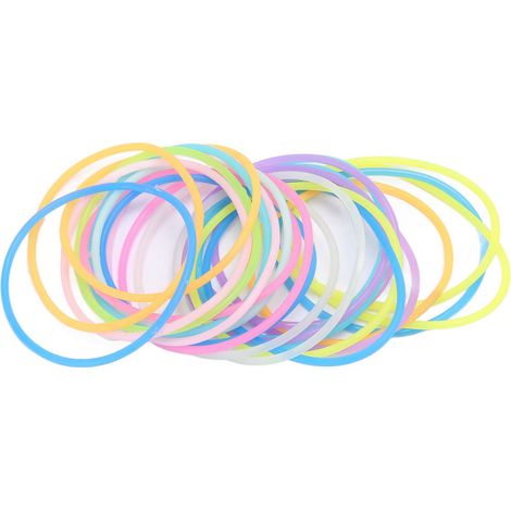 Ensemble de 24 bracelets phosphorescents, élastiques à cheveux multifonctionnels en silicone de 2,5 mm, couleurs bonbon, diamètre du fil, bijoux à faire soi-même. (1/5)