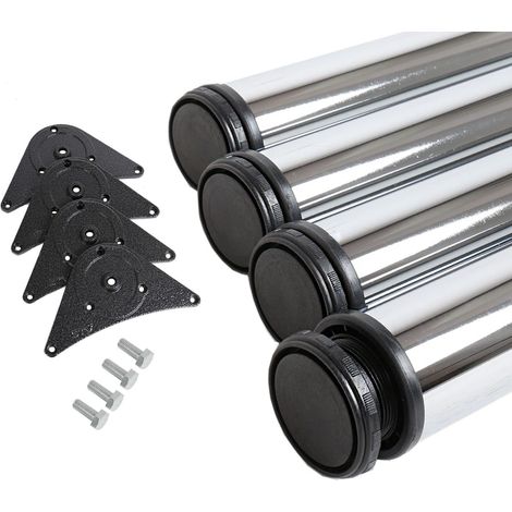 Tischstempel 4er Set aus Stahl Ausführung Chrom glänzend 820 mm Höhe ø 60 mm