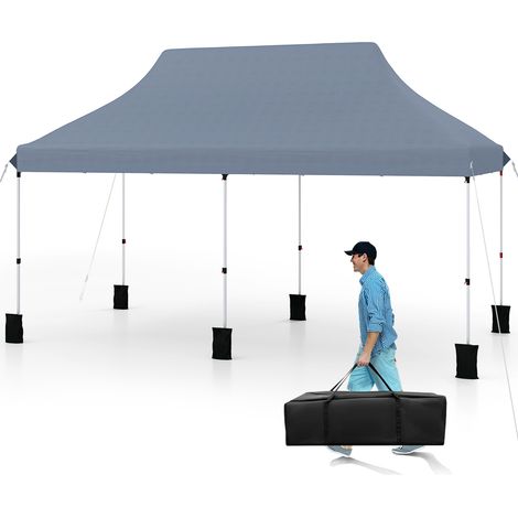 COSTWAY 6x3M Pop-up Gazebo Adjustable Instant Marquee Party Canopy Tent-Grey (1/5)