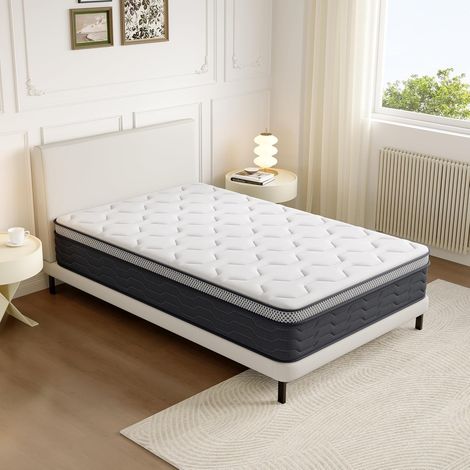 DEWINNER Materasso 120x190 cm, altezza 25 cm – Molle insacchettate e schiuma, confortevole e traspirante, antiacaro, anallergico e antibatterico