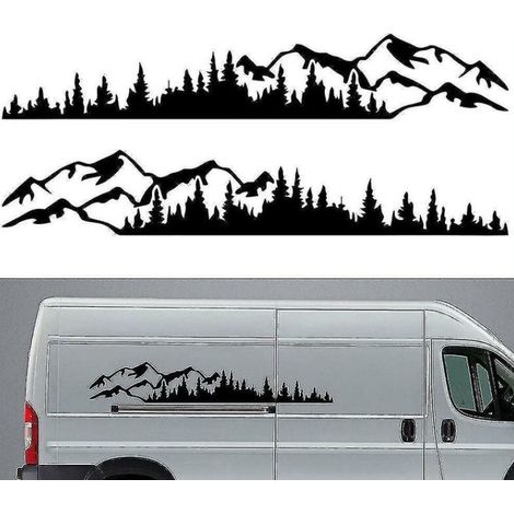 2 pegatinas de vinilo para coche, diseño de bosque de montaña, para ventana de camión, parachoques, puerta de coche, kayak, decorativas para el cuerpo.