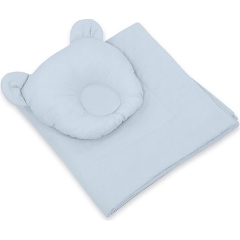 Ropa de cama para bebé con relleno, edredón y almohada con forma de osito - conjunto de 2 piezas - azul (1/5)