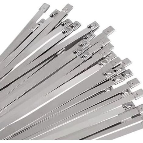 Collier de Serrage Inox 50 Pièces 500×10mm, Attache Câblées Inox, Serre Cable Acier, Métallique pour Enroulement D'échappement, Câbles Groupés, Entretenir les Clôtures - pièces 50010mm (1/5)