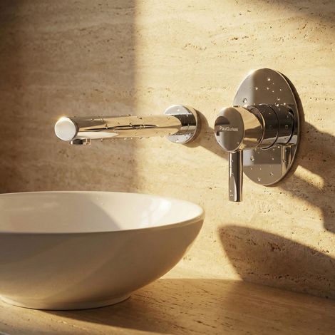 Robinet de lavabo PaulGurkes à un seul levier, design ovale, installation encastrée à 2 trous (1/5)