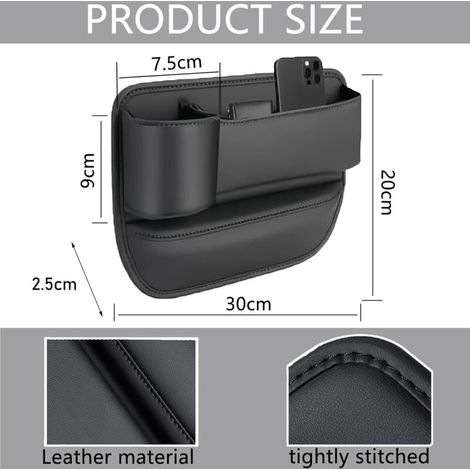 Organizer per sedile auto, 30x20 cm, universale, con portabicchieri e scomparto per cellulari e chiavi. (1/4)