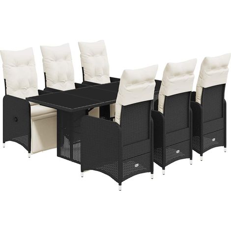 Maison Exclusive - 7-tlg. Garten-Bistro-Set mit Kissen Schwarz Po (1/5)