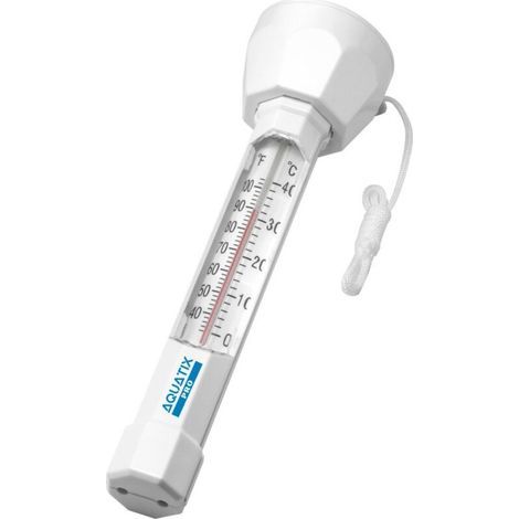 Thermomètre de température de l'eau flotteur grande piscine avec corde, thermomètre, résistant aux chocs pour toutes les piscines, spas, bains à remous, aquariums, etc. (1/4)