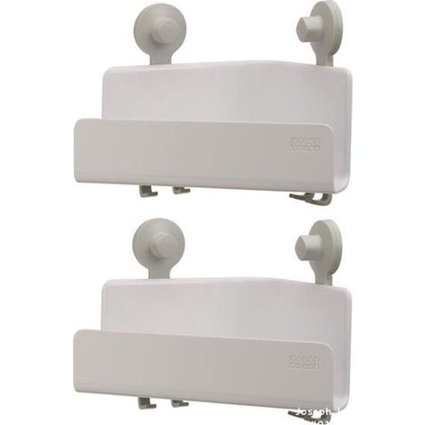 Bardusch-Panier de Douche d'Angle, Etagère de Rangement de Douche Lot de 2, Panier Salle de Bain sans Perçage, Blanc (1/5)