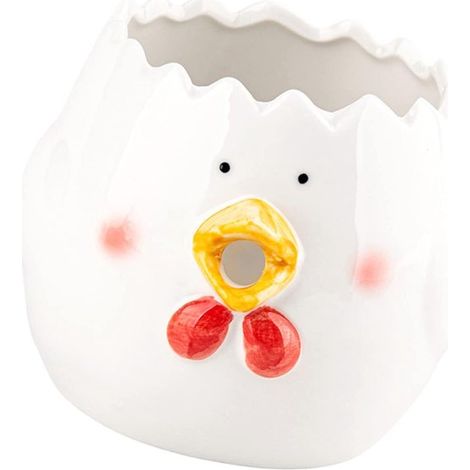 Separatore per uova in ceramica - Separatore per uova da cucina - Per cuocere e cucinare - Simpatico design a forma di gallina - 8,5 x 8,5 x 8 cm (1/5)