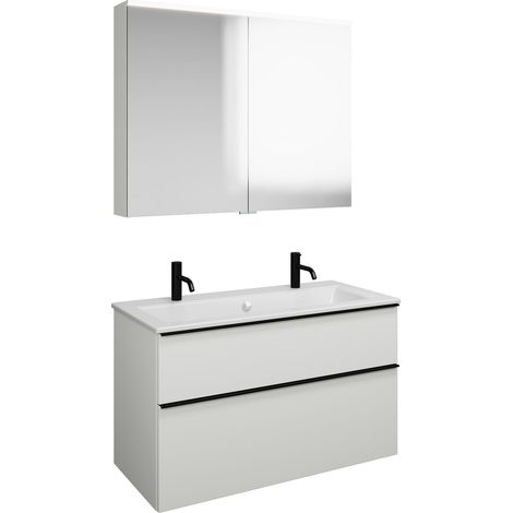burgbad Eqio Set, compuesto por armario con espejo, lavabo