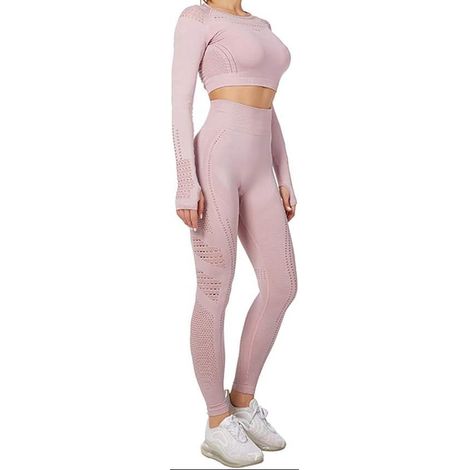 Damen-Yoga-Set, 2-teilig, mit Crop-Top und Leggings (1/5)