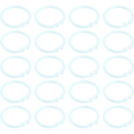 20 anneaux en plastique transparent, flexibles et faciles à utiliser, adaptés aux cartes scolaires, personnelles ou de bureau, aux documents et aux cahiers. Verts.