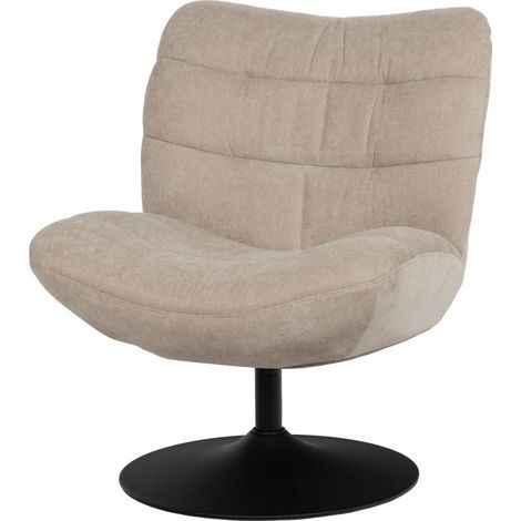 Amadeus - Fauteuil Adrian taupe en tissu avec piètement tulipe chromé (1/2)